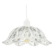 Modern Scallop Rimmed Moulded Clear Glass Pendant Ceiling Light Shade by Happ...