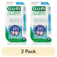 GUM Proxabrush Go-Betweens Interdental Brushes, Wide, Plaque 10 Count 2 Pack 