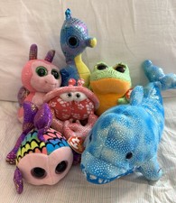 Lot 6 Ty Beanie Babies Boos Buddy Sea Life Ocean Sparkles Shimmer Colorful