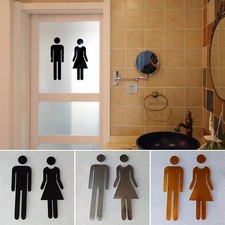 Toilet Sign Stickers Hotel Plaque Restaurant Restroom Wall 1 pair Bathroom