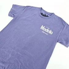 Cerveza Modelo Especial Beer Graphic Tee Mens MEDIUM M Purple Top T-shirt NEW
