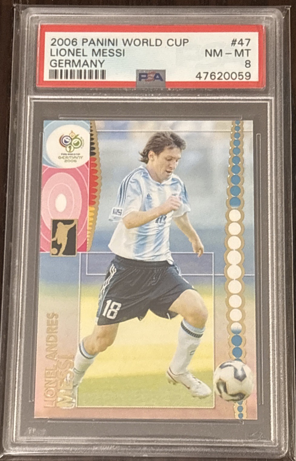 2006 PANINI WORLD CUP GERMANY #47 LIONEL MESSI PSA 8