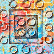 Abstract Acrylic Painting 20x20cm Geometric Shape Play Original on Canvas