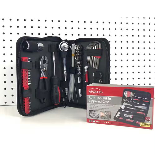 Auto Tool Kit Set 56 Piece Mechanic Tools SAE Sockets Hex Driver Pliers Case - Picture 2 of 5