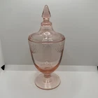 Anchor Hocking Princess Pink Depression Glass Candy Dish with Lid 10"