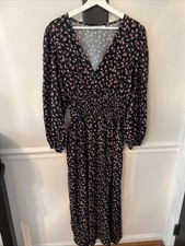 Gap Black and Pink Women's Dress, Size L Cottagecore Boho
