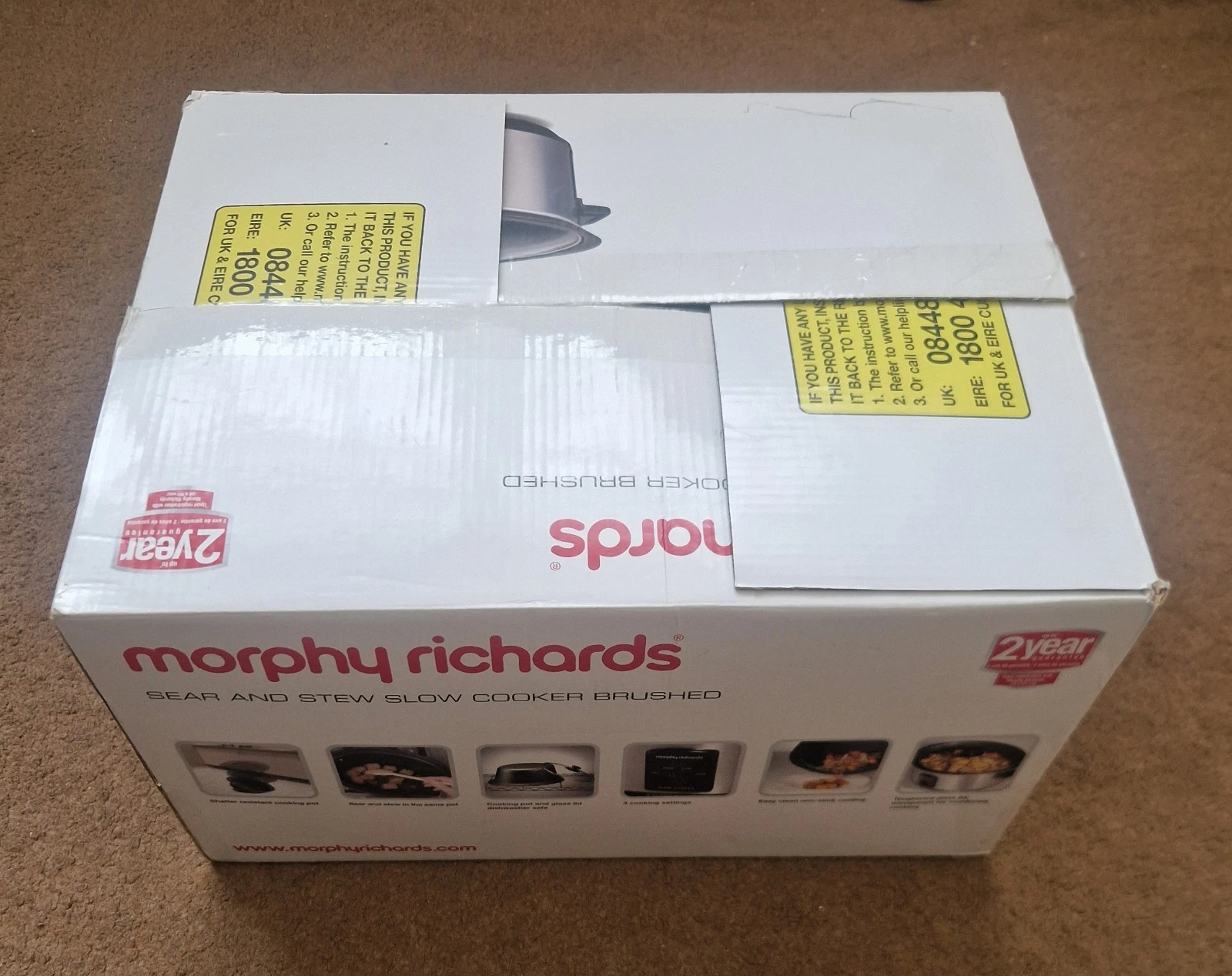 Morphy Richards Sear & Stew Slow Cooker BNWT 3 Heat Settings brushed SC48701