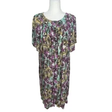 Go Softly Patio Dress Muumuu Floral Pockets Size Small Boho Lounge Beachy