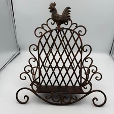 Antique Bronze Metal Cookbook Stand Farmhouse Rustic, Rooster/Chicken