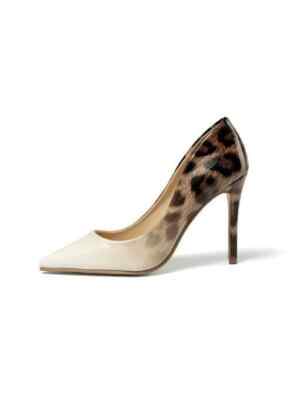 Pumps Schuhe Tier Beige Stilett Elegant 10.5 CM Leder Kunststoff 9268