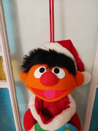 Calze vintage Sesame Street Ernie peluche testa vacanze di Natale 1998 con etichetta - Foto 5 di 13