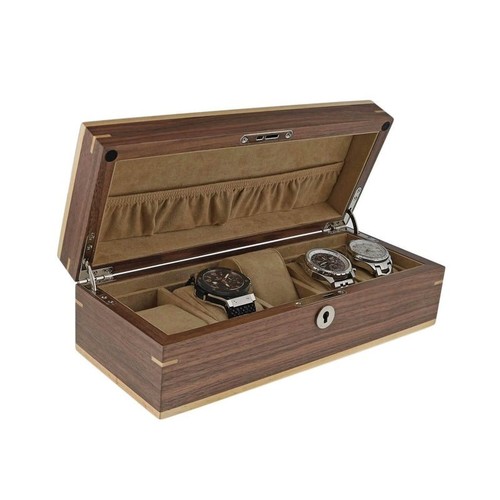 Light Walnut Wood Natural Finish Watch Box for 5 Watches by Aevitas - Picture 2 of 5