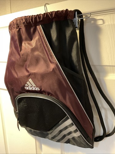 Large (19x14) Adidas Gym Bag, Adidas Book bag, gym sack, Backpack Maroon-Black - Picture 2 of 13
