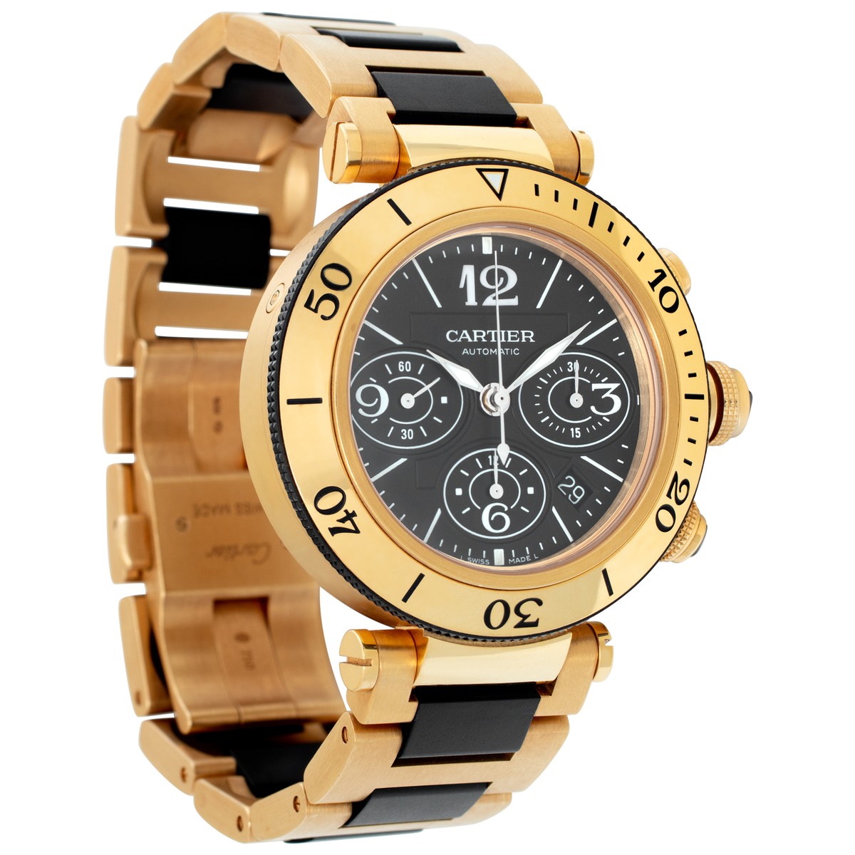 Cartier Pasha Seatimer Chrono W301970M 18k Black dial 42mm 