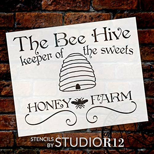 The Bee Hive Honey Farm Stencil by StudioR12 Reusable Mylar