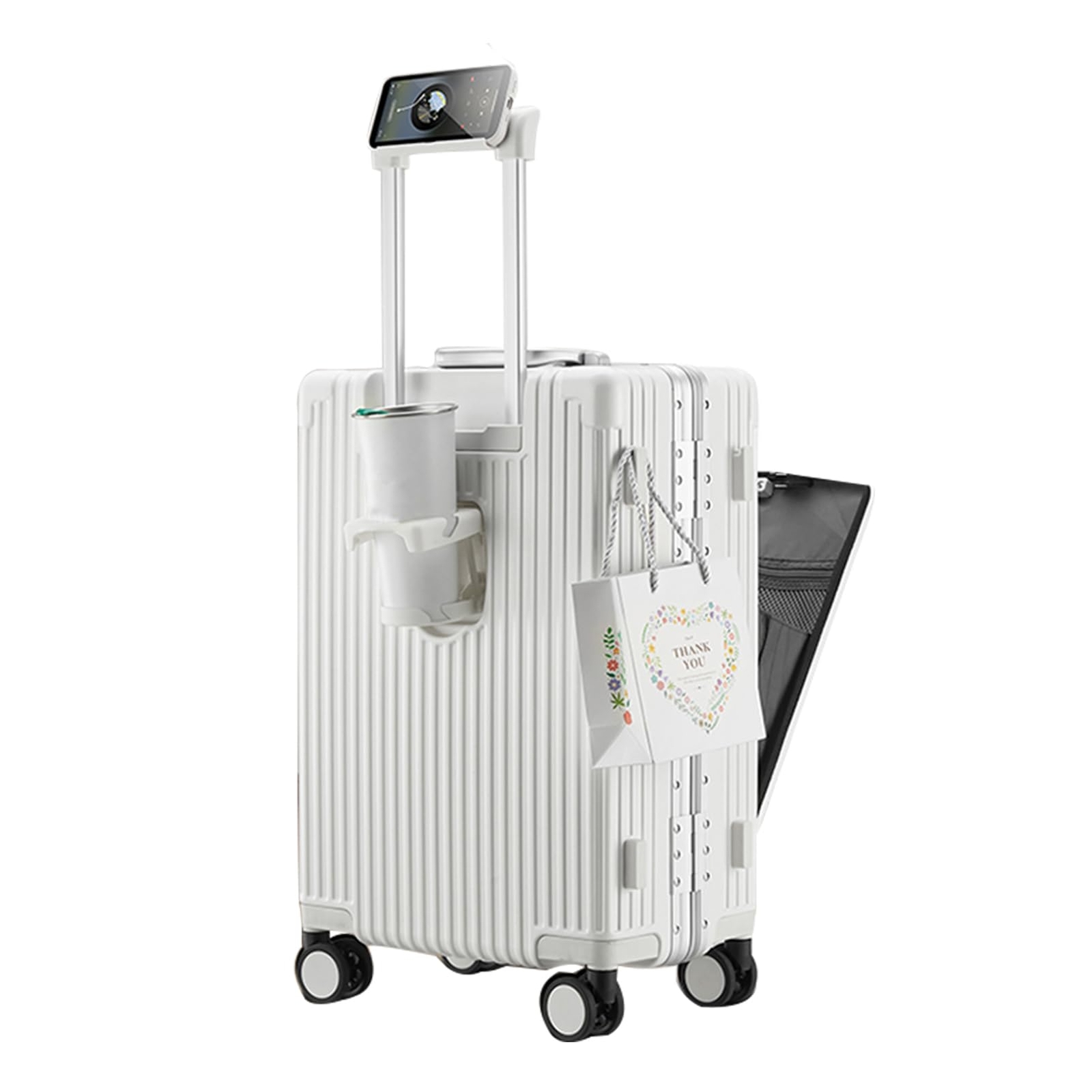 20in Aluminium Frame Hardside Spinner Wheel Luggage, Built-In TSA lock Carry ...
