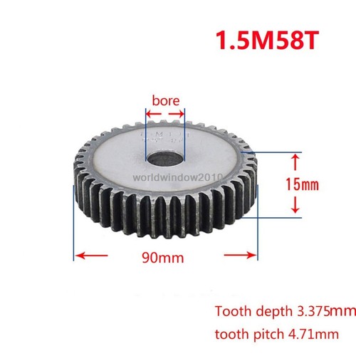 45# Ingranaggio a Spurone Acciaio 1.5M12T-60T Metal Mod 1.5 Pignone Ingranaggio 12-60 Denti Moter Gear - Foto 59 di 61