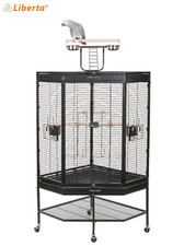LIBERTA ALASKA ANTIQUE BLACK CORNER PARROT CAGE W/ PLAYTOP GYM AFRICAN GREY