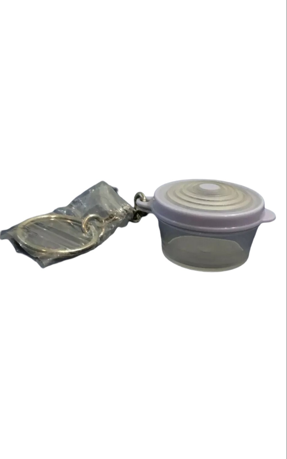 Vintage Tupperware Sheer Stuffable Mini Bowl Keychain Blueberry Seal