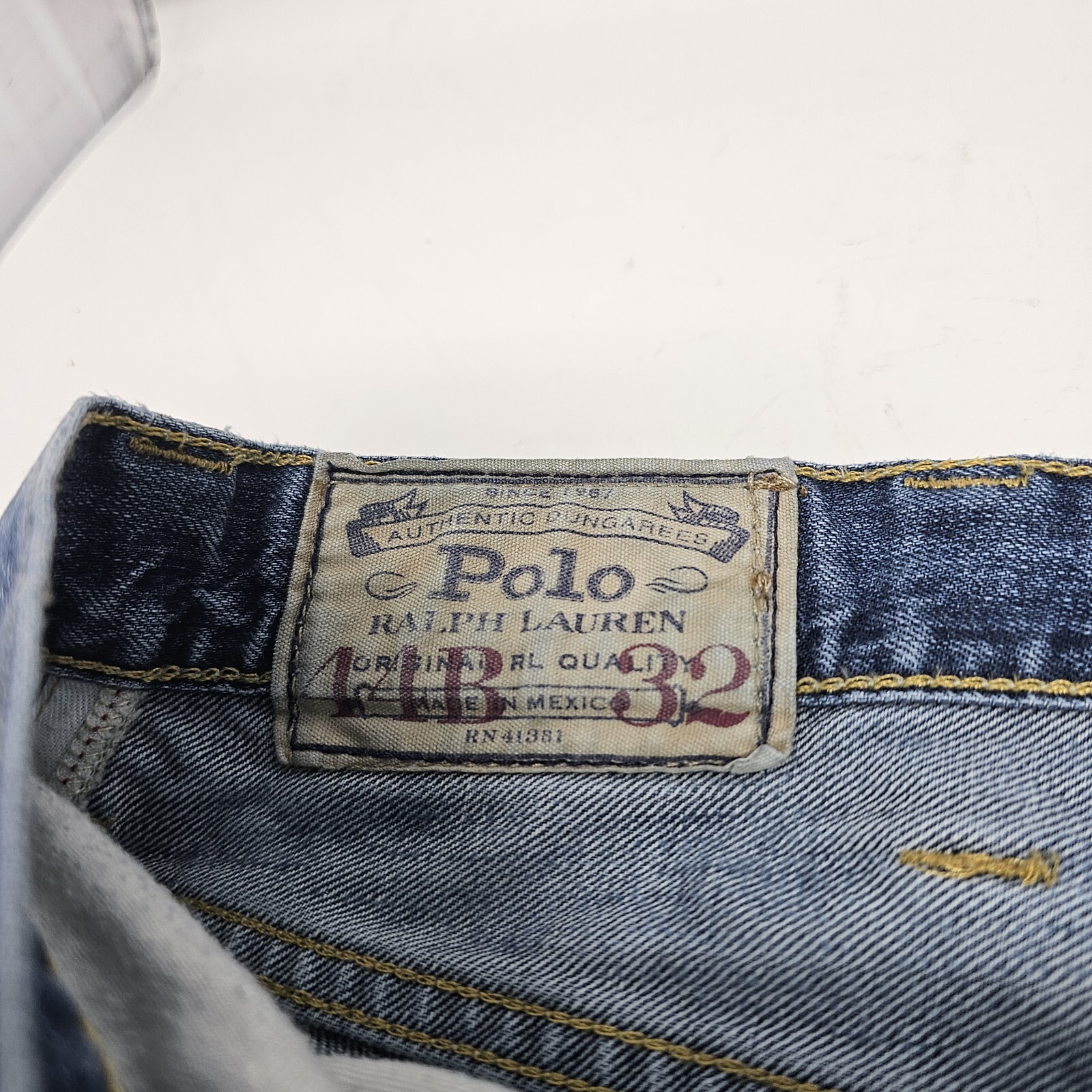 Vintage Polo By Ralph Lauren Mens Big Sz 44Bx32 Blue Denim Jeans High Rise thumbnail 3