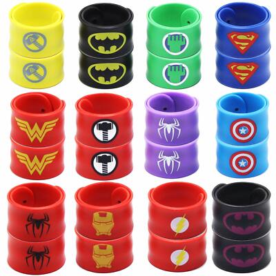  Superhero Slap Bracelet Birthday Party Supplies School Classroom Rewards 24pcs