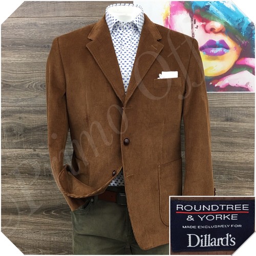 VINTAGE Mens Corduroy Blazer Sport Coat Casual Jacket Size 42R Classic Suit