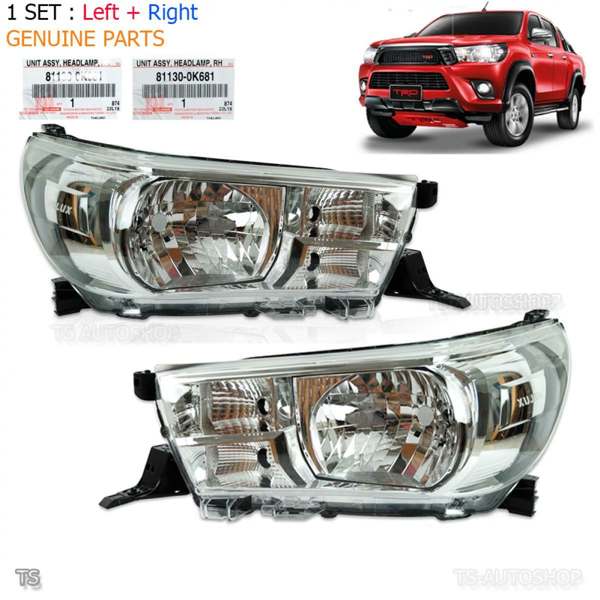 Pair Head Light Lamp RH LH 2 Pc Fits Toyota Hilux Revo Pickup 2015