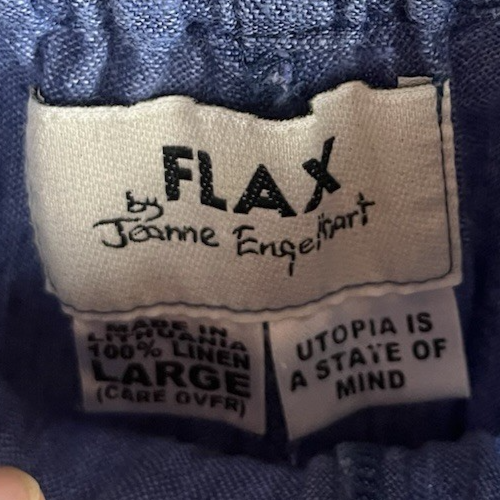 Flax Women's Size L Blue Pants With Pockets 100% Linen - Picture 3 of 5