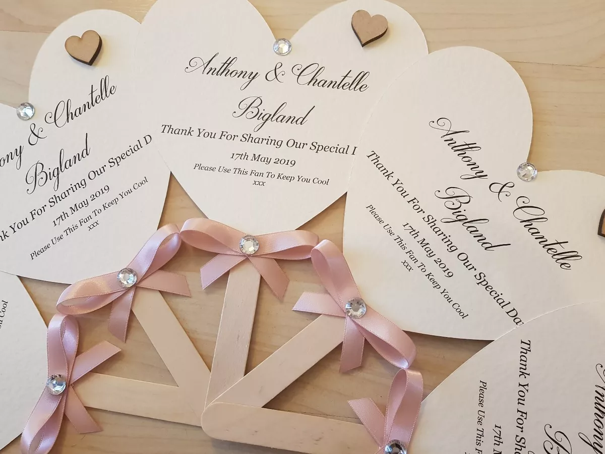 10x Personalised Hand Fans Wedding Fans Wedding Favours Wedding