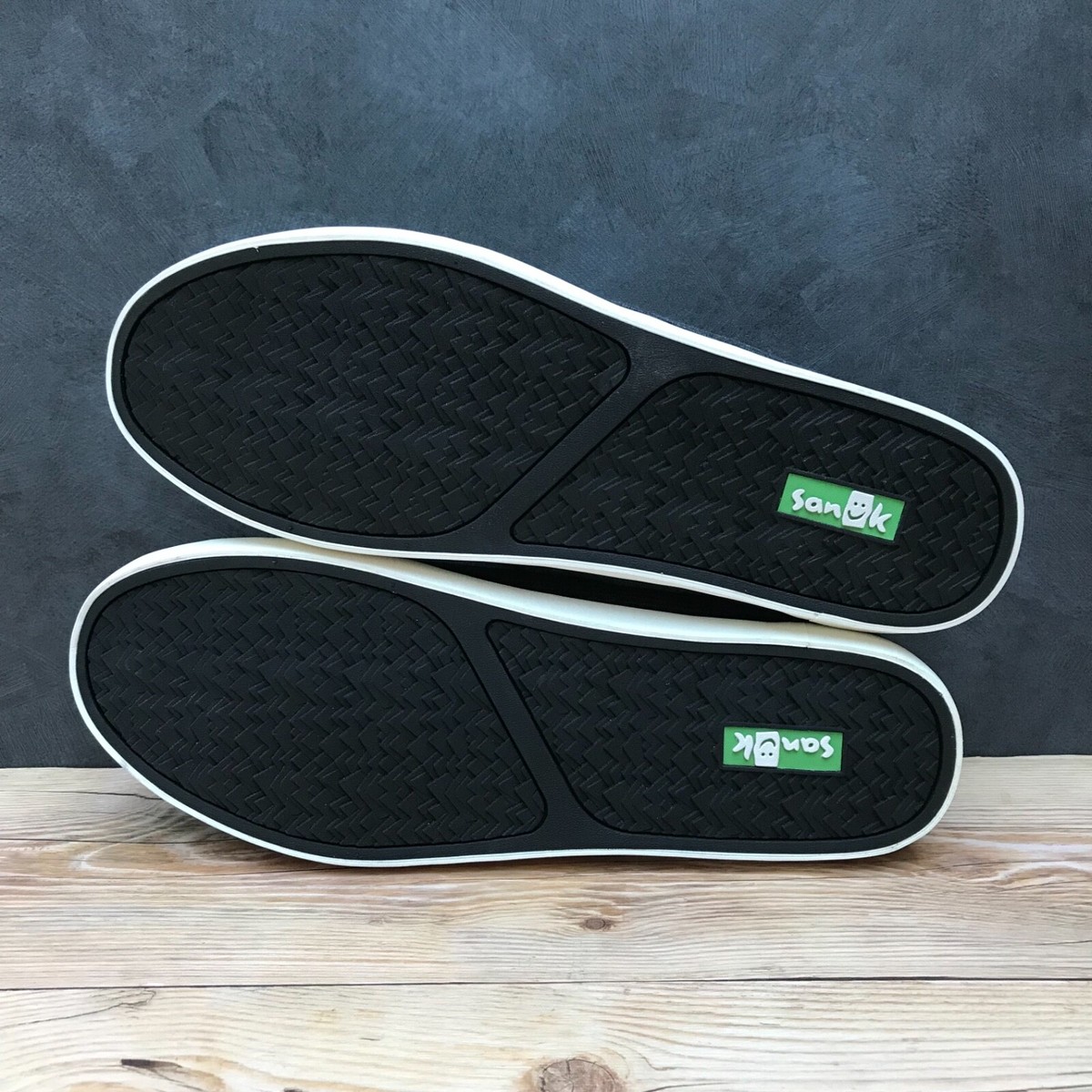 New* Sanuk Nu-Nami Grain Slub Chukka Shoes Washed Black Men's Size
