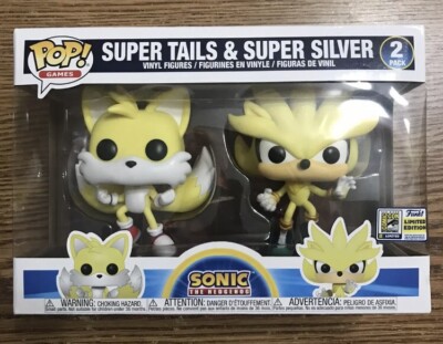 Funko Pop! Sonic Super Tails and Super Silver 2 Pack SDCC 2020 IN HAND Con Stick | eBay