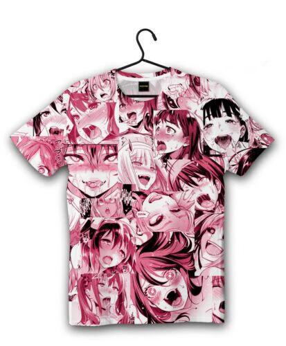 O-Face Hentai Manga T-Shirt Anime Harajuku Shy Sexy Girls red color Ahegao - Picture 4 of 8