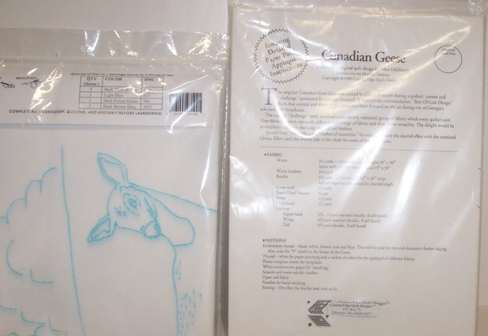 JDNA Deer Family 732 bordado 6 bloques de edredón borde de corte 1 ganso canadiense (A7 Foto 2 de 2