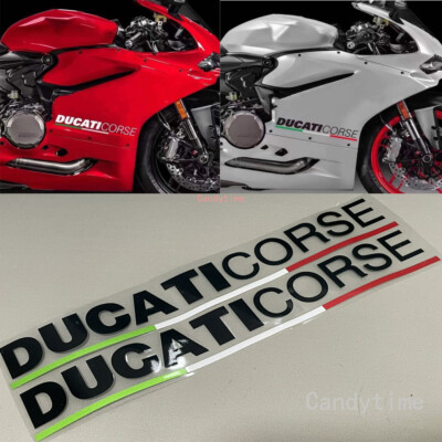 BLACK MOTORCYCLE SIDE FAIRING COWL BADGE EMBLEM DECAL STICKER FOR DUCATI CORSE
