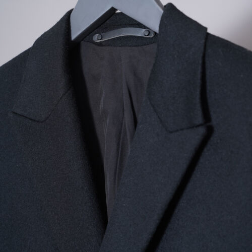 ALL SAINTS Coat Mens UK38 EU48 Black Wool Overcoat Mac Celebrity MC047P Hilt - Picture 16 of 22