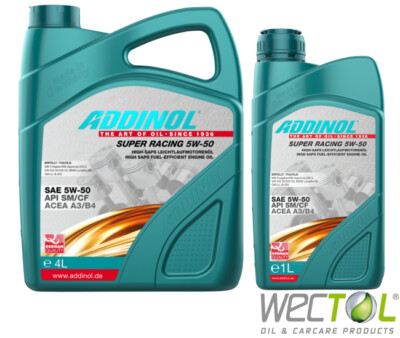 4+1 Liter Addinol SUPER Racing 5W-50 Motoröl für viele VW Audi Seat MB BMW Opel