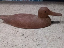 Hand Carved Duck Decoy Old Primitive Wooden Folk Art Handmade Natural 16”