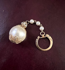 Vintage Large Faux Pearl and Rhinestone Faux Pearl Chain Keychain