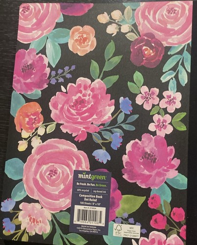 3 x DOT-RULED Mintgreen Floral Notes Composition 100-Sheet Note Book, mix-match - Picture 7 of 9