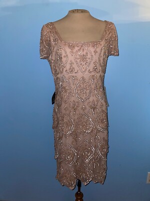 Pisarro Nights Beaded Tiered Shift Dress-6-$218 MSRP | eBay