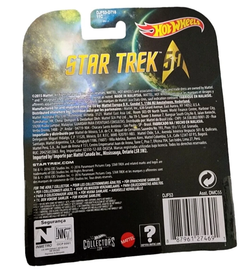 Hot Wheels-Entretenimiento Retro-2015 Star Trek 50th-USS Enterprise NCC-1701/DJF53 Foto 4 de 4