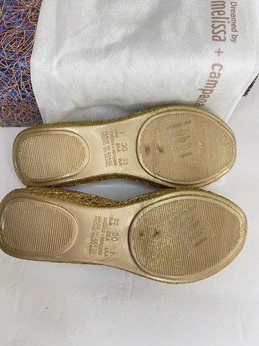 Mini Melissa + Campana Girls Gold ZigZag Mary Jane Size 1 New - Picture 4 of 4