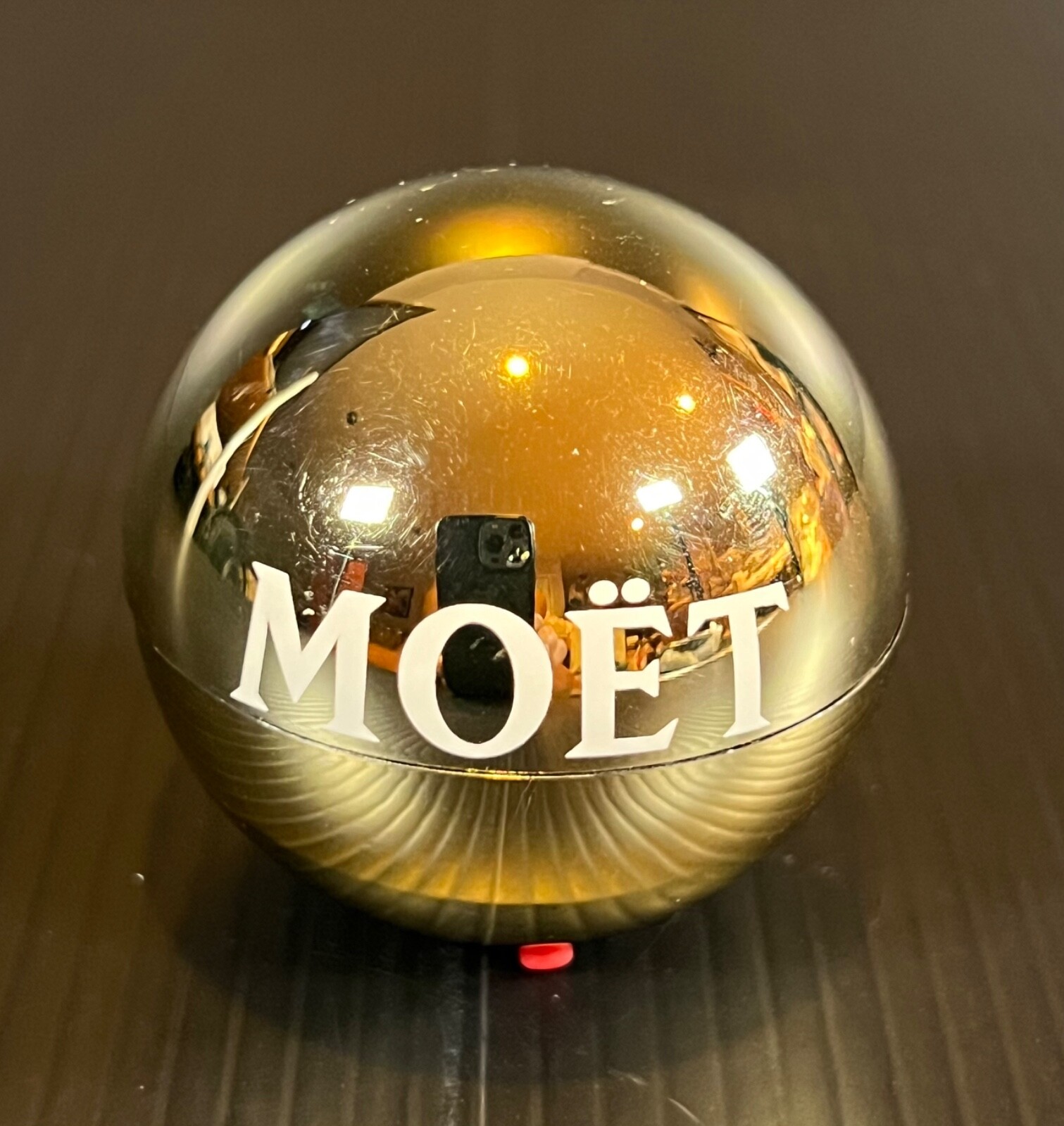 Moet & Chandon Champagne Gold Treasure Sphere - Laser Light Container - Rare