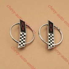 Pair Chrome Black 84-96 C4 Front Nose & Rear Gas Lid Emblems Cross Flags Badges