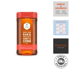 Nate's 100 Pure Raw Unfiltered Honey and Comb - 16oz. Jar