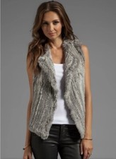 Joie Womens Size Medium Andoni Knittetd Natural Rabbit Fur Vest $798 Retail