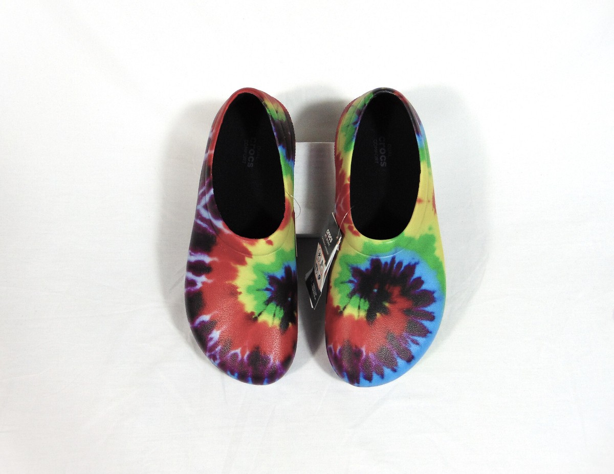 Crocs At Work On The Clock Graphic Work Slip On Shoes Tye Dye Crocs Classic Tie Dye Graphic Clog U in Multicolor | SVD USA main image 4