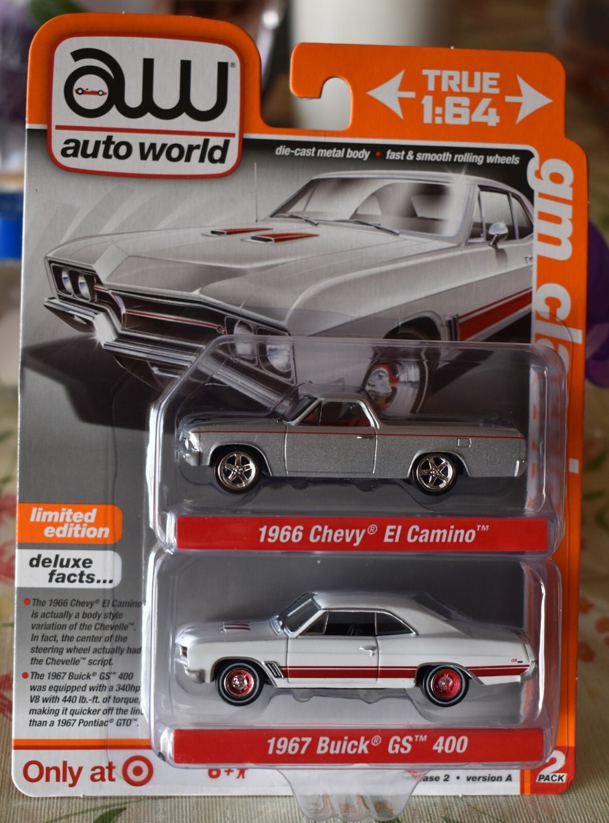 AUTO WORLD 1966 CHEVY EL CAMINO & 1967 BUICK GS 400 1:64 LIMITED