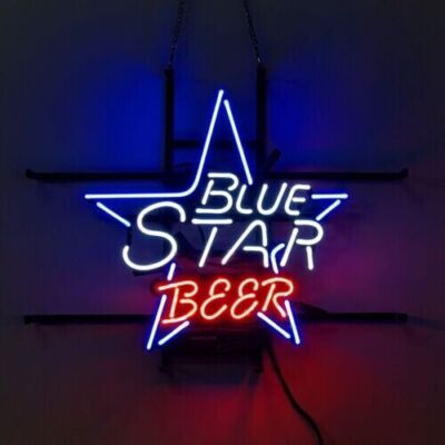 Blue Star Beer 20''x16'' Neon Sign Light Lamp Bar Pub Open Wall Decor Display