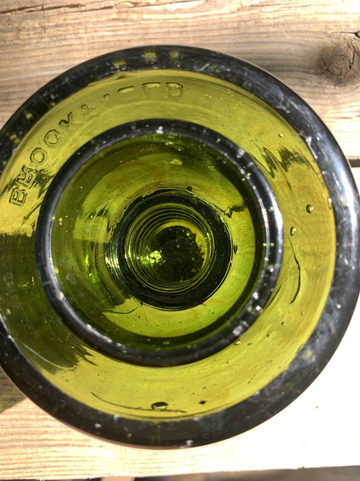 Vintage Brookfield Glass Insulator CD 152 Dark Olive Green Amber Pot